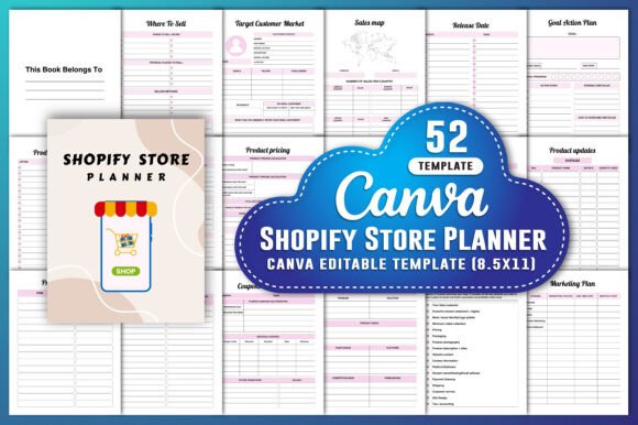 Download Shopify Store Planner Canva KDP Interior - Premium Resources