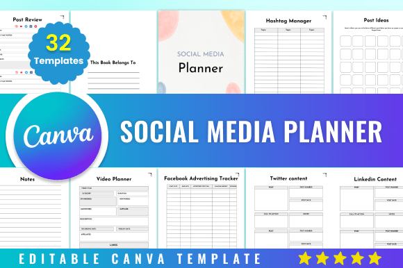 Download Editable Social Media Planner Kdp Canva - Social media planner Collection