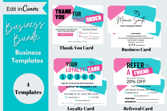 Download Small Business Card Bundle, Canva Templates - Business Collection