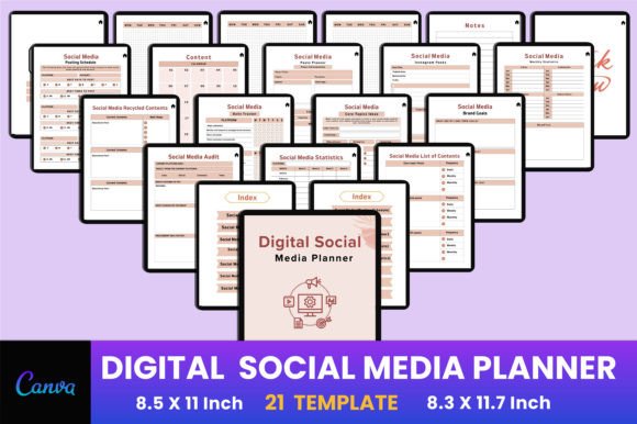 Download Digital Social Media Planner Canva - Social media planner Collection